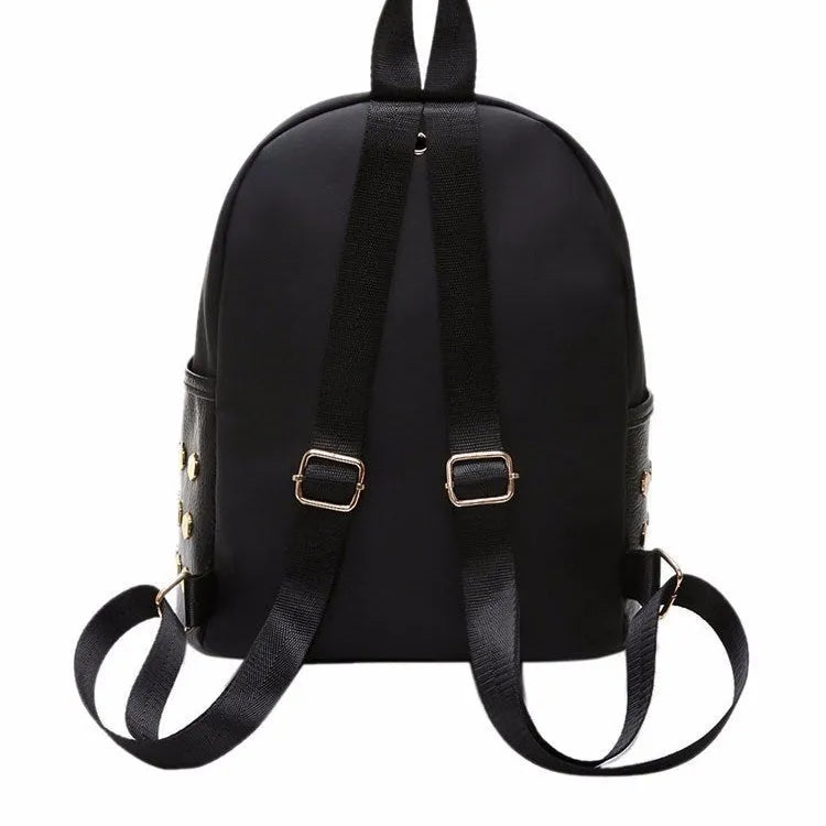 Fashion Korean style PU leather backpack with red and green stripes and sewing thread detail