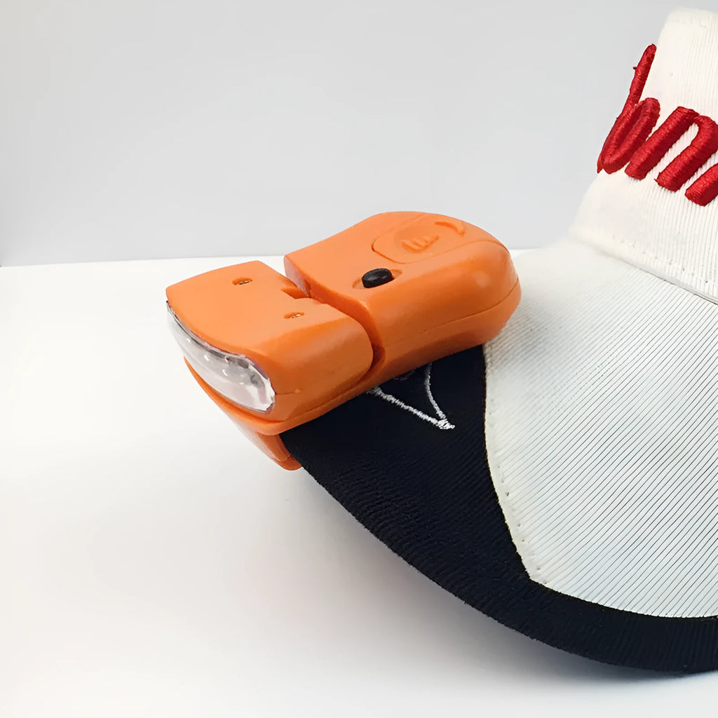ABS plastic cap lamp with 5LED brim clip in black, 5x4.5cm, used for outdoor camping and hiking