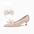 Champagne crystal sequin pointed toe stiletto heel pumps for wedding events