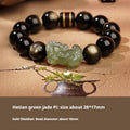 Hetian jade Chinese bracelet with adjustable black and red ropes on wrist