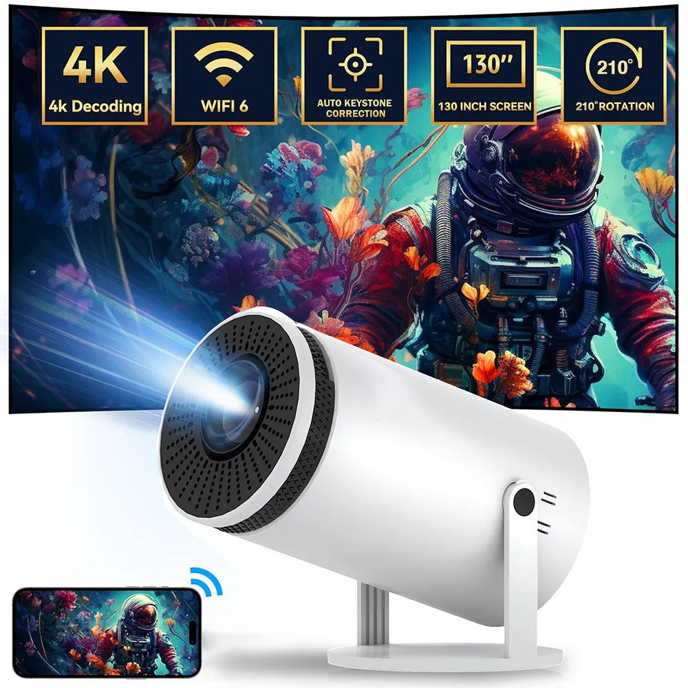 Portable mini home HD projector with Bluetooth for 4K support and outdoor screening