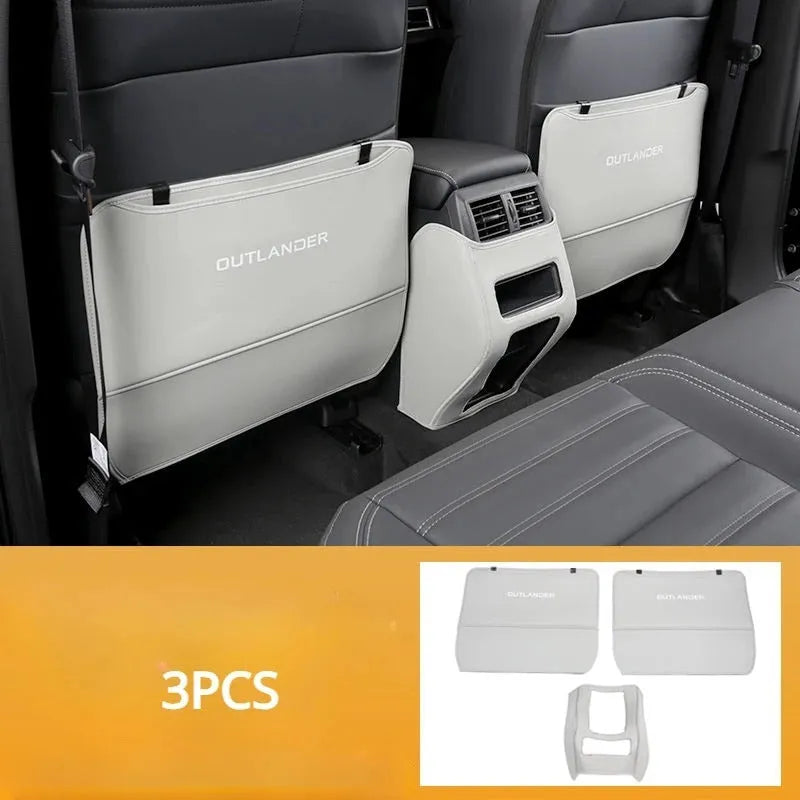 Three leather anti-kick pads for Mitsubishi Outlander interior protection