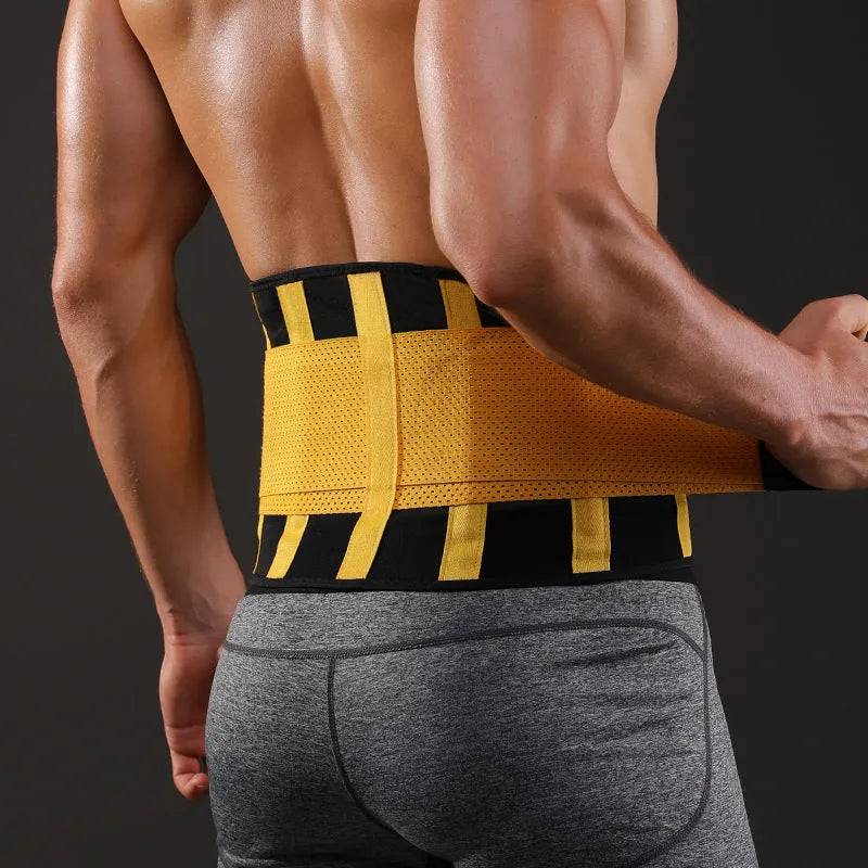 Waist support belt for outdoor fitness, running, basketball and yoga, in orange, yellow, blue or black, sizes M to XXL