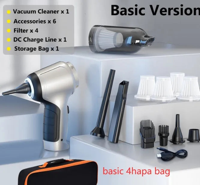 Handheld car and home vacuum cleaner with rechargeable battery and EVA storage bag