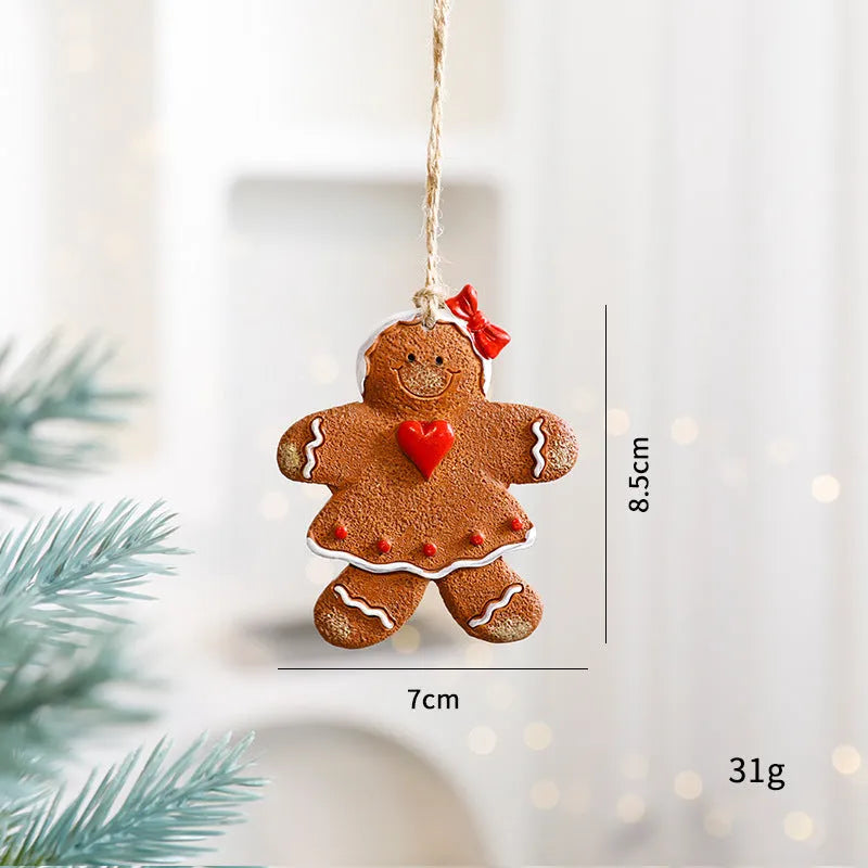 Christmas resin pendant set with snowman, gingerbread man, and Santa figures in various colours and accessories