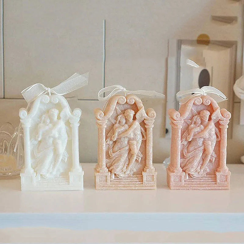 Ancient Greek couple angel design in a flexible food-grade silicone baking and craft mould.