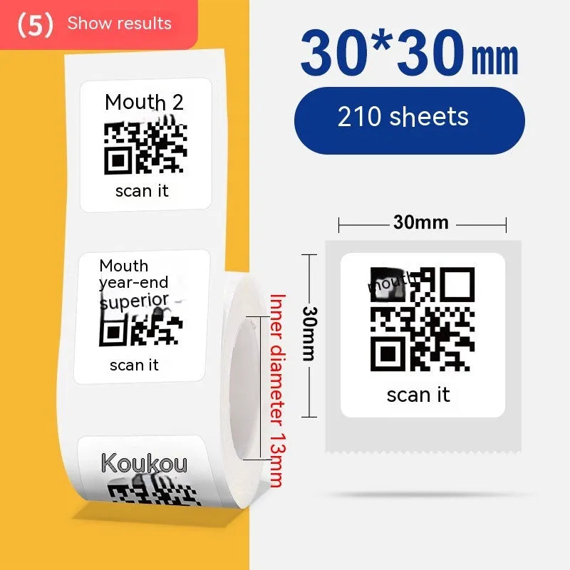 Roll of bright white 40x40mm thermal synthetic paper adhesive labels for retail pricing