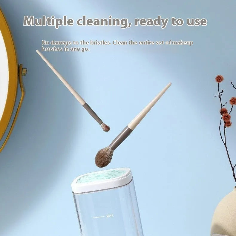 Automatic makeup brush cleaning machine storage box, 7.6x7.6x16cm, USB cup brush, elegant gray, 3.7V 8000rpm