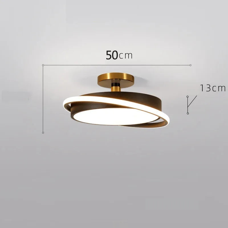 Round black gold LED ceiling light with electrodeless dimming in three sizes