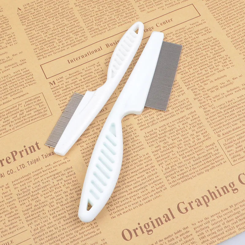 Flea comb for dogs and cats with handle, small 14cm or large 18cm, white blue black red
