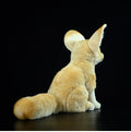 Yellow wide-eared fox plush toy standing 26cm tall on a surface