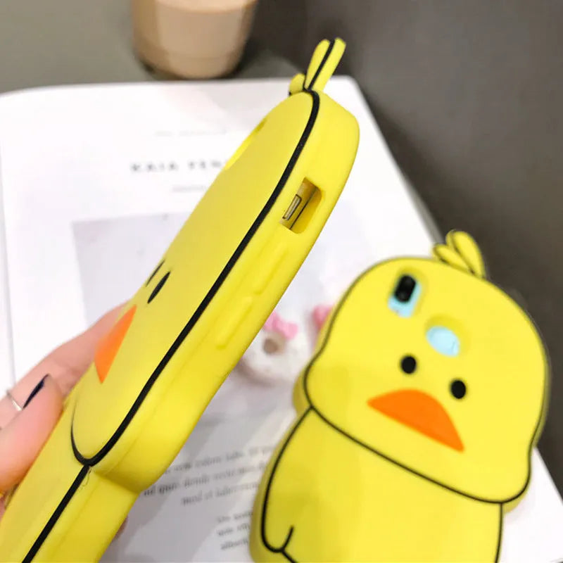 Green silicone iPhone case with a cartoon animal design on the back