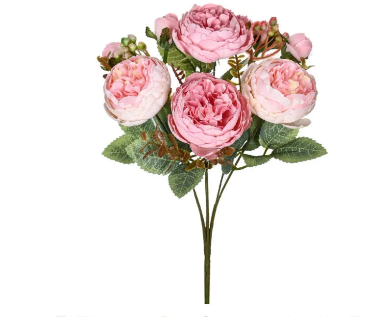 Artificial silk peony bouquet arrangement in a choice of five colours.