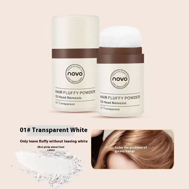 Veejaga mattifying hairline and facial oil control powder in transparent, brown and dark brown shades.