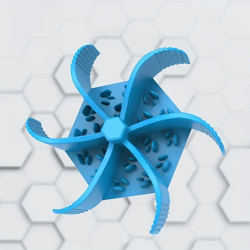 Silicone pet slow food licking pad with sucker cup for dogs and cats, shown in blue, green, grey, or red.