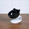 Non slip double cat bowl with raised stand, 15° tilted transparent pet feeder for cats and dogs