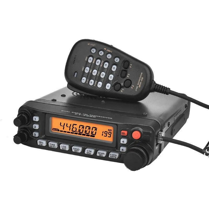 Car-mounted walkie-talkie unit for self-driving tours with optional 507 antenna and universal clamp.