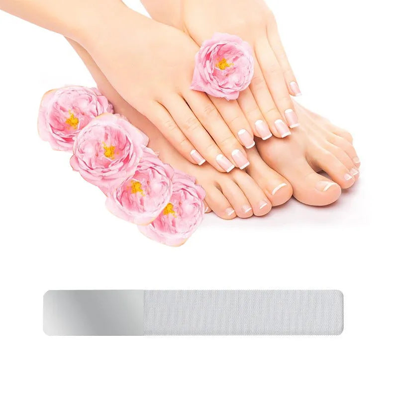 Transparent glass nail file 9 cm x 1.3 cm x 0.2 cm with physically polished surface for manicure use