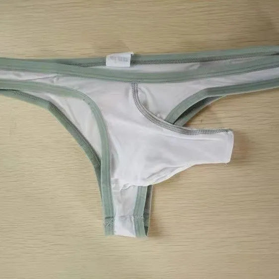 Men's white elephant nose style briefs made from Ice Silk nylon fabric