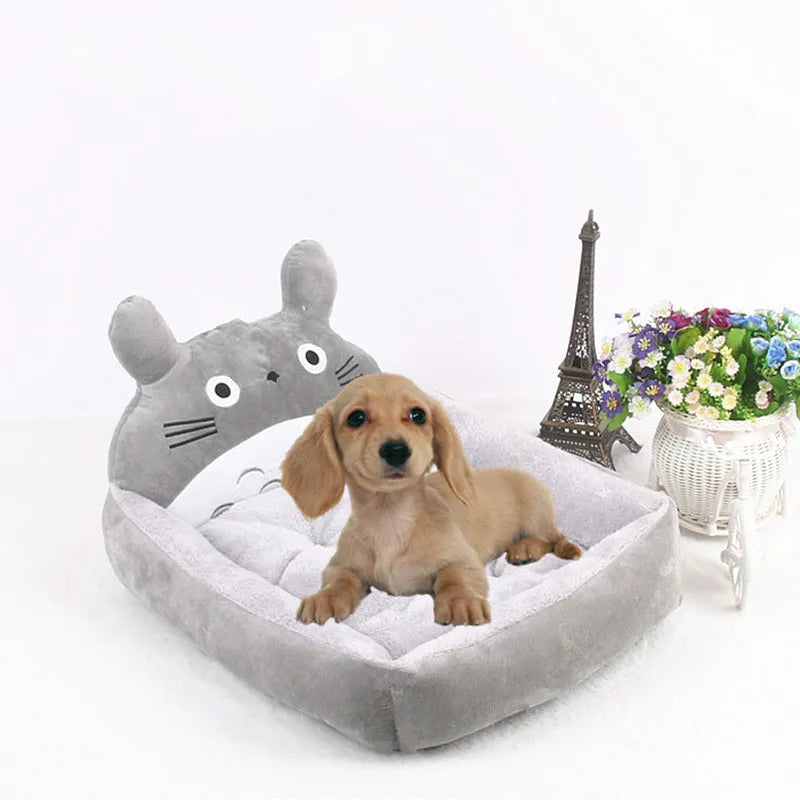 Winter warm cartoon pet bed sofa for small dogs and cats in washable plush fabric