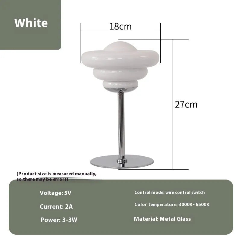 Mid-ancient conch-shaped bedside desk lamp with metal holder, cream colour option, USB cable, modern simplicity style