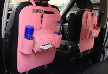 Wool felt car seat organizer bag in black, 33 x 14 x 5.5cm multi-purpose auto storage pouch