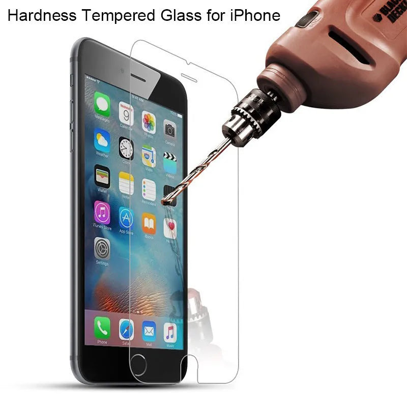 Tempered glass iPhone screen protector showing transparent non-full screen design