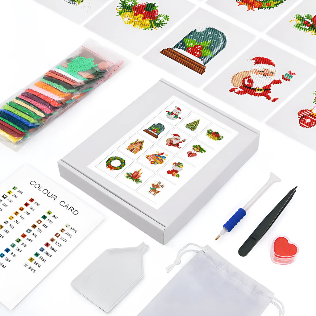 Diamond painting sticker set with 12 non-repeating acrylic cartoon style frameless pieces