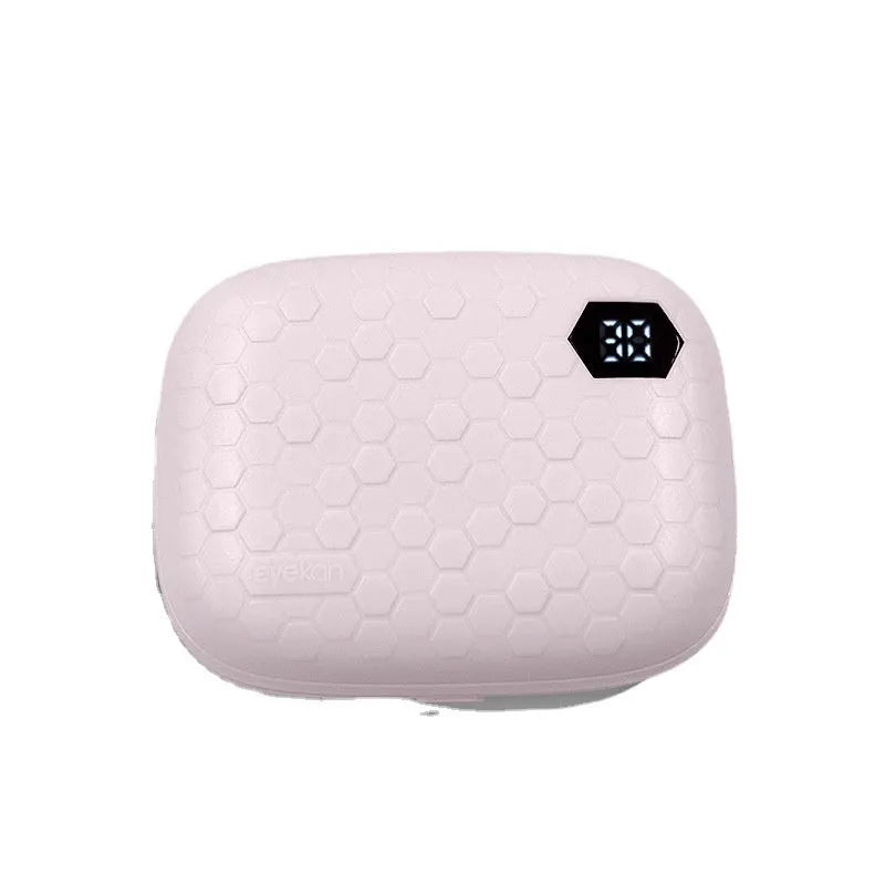 Portable automatic ultrasonic contact lens cleaning machine in pearl white measuring 85x65x30mm