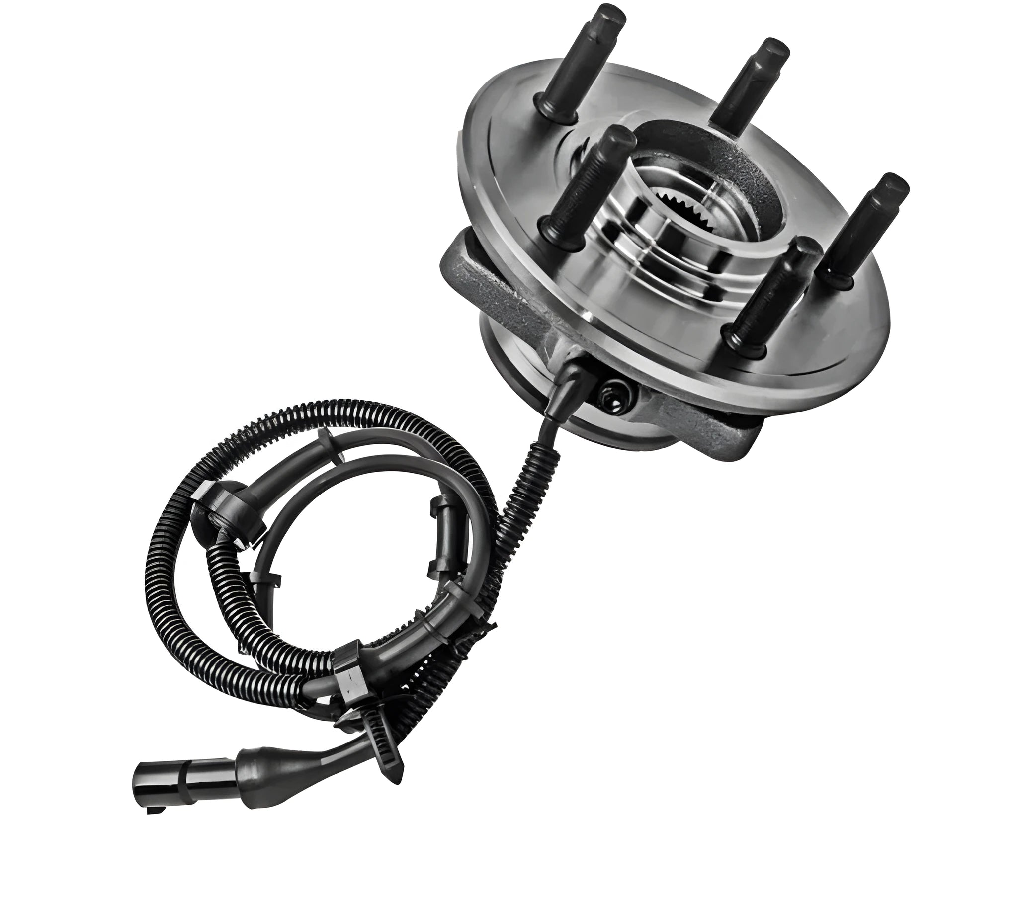 Black bearing steel wheel hub assembly for Ford Explorer with integrated bearing flange