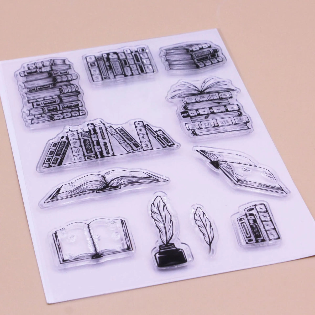 White seal coloured transparent silicone stamp measuring 11 by 16 centimetres.