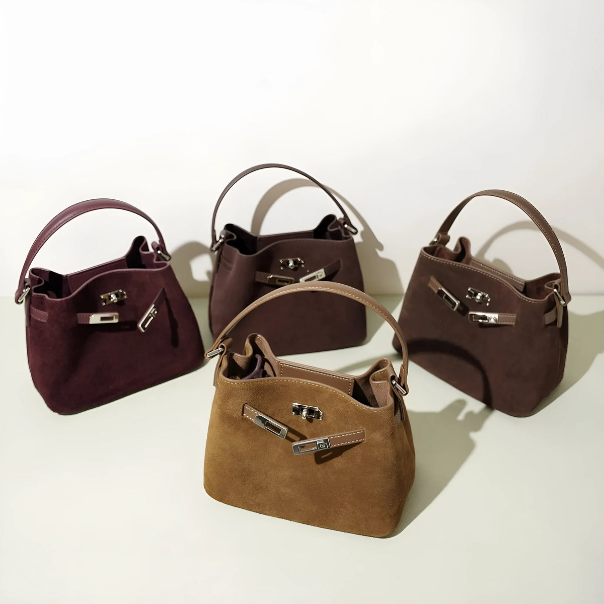 Cortical women's spliced casual crossbody bag in genuine leather with suede finish, vertical square shape
