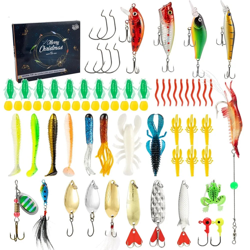 24-piece Christmas Mino Bog fishing blind box set with metal components and mystery toy figures