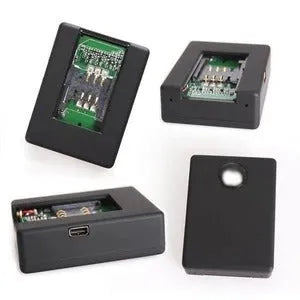 Black N9 Mini X009 vehicle GPS tracker and car alarm device with removable back cover.