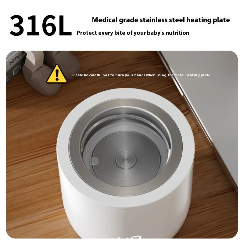 White stainless steel milk warmer with automatic heating function and USB power