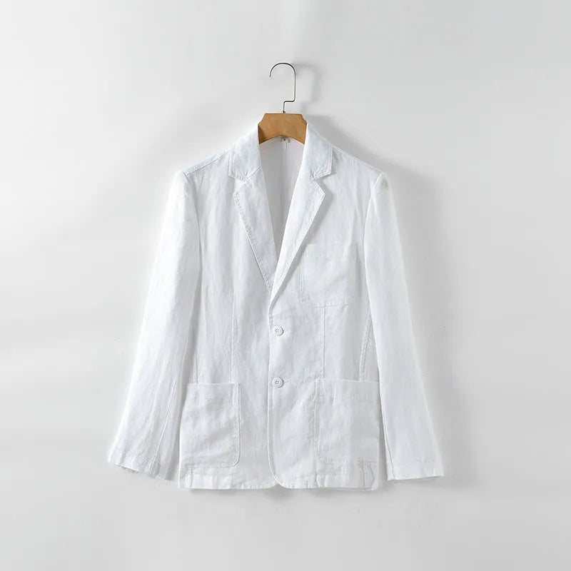 Men's linen suit thin coat in solid colour, available in white black light blue dark blue and linen, sizes S to 3XL