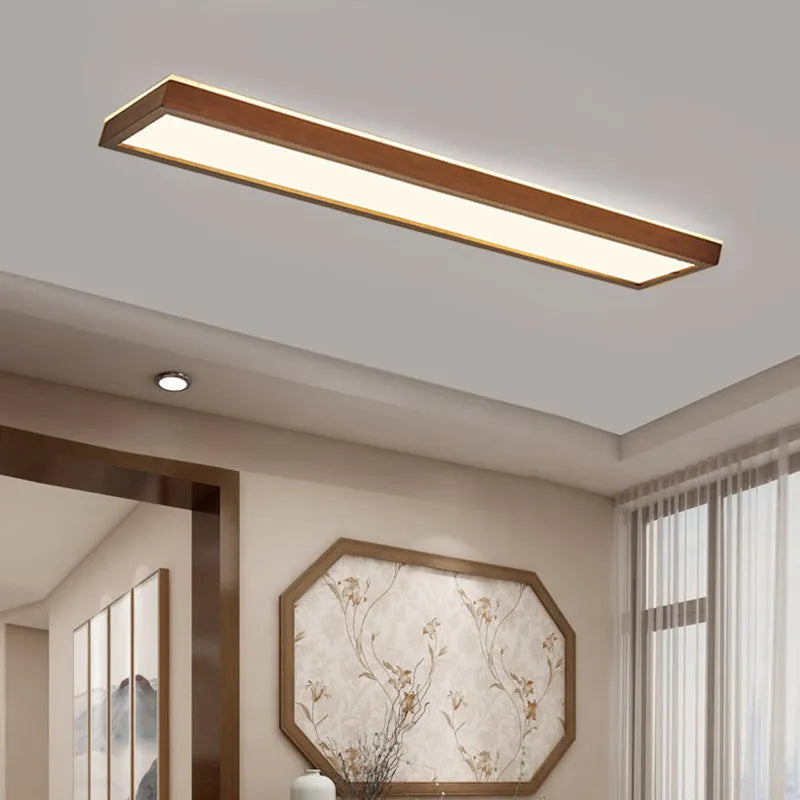 Solid wood long ceiling lamp in new Chinese style for balcony installation.