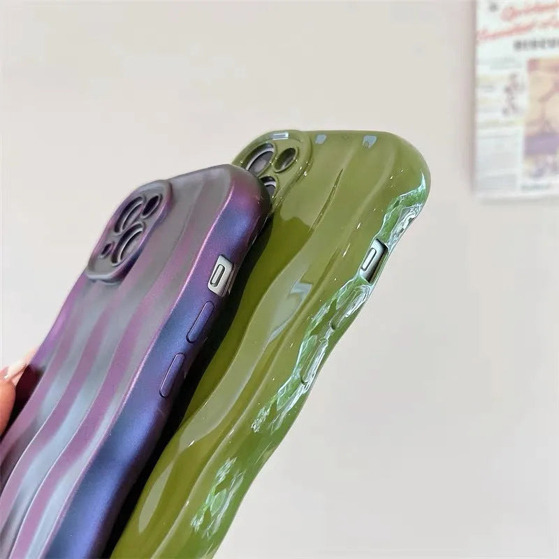 Soft silicone iPhone 17 case with water ripple texture in choice of five colours