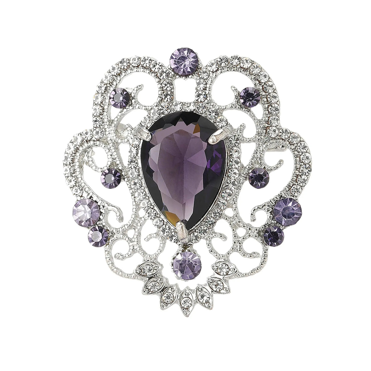Small trumpet brooch with inlaid rhinestones in alloy, retro Baroque court style, available in blue, purple, red and white