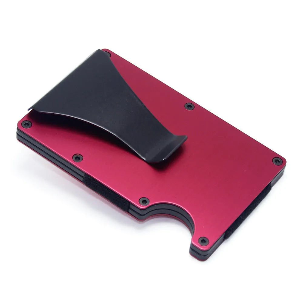 Geometric carbon fibre card holder showing 8mm thickness with capacity for multiple bank cards