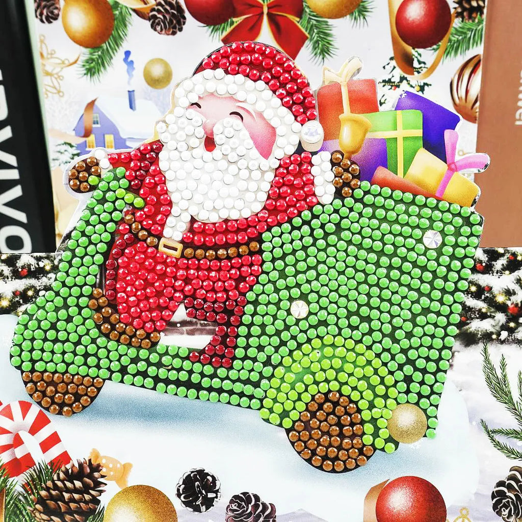 DIY diamond painting greeting cards, 5D cartoon design, folded size 15 x 15 cm, resin diamond and cardboard, 1 pair.