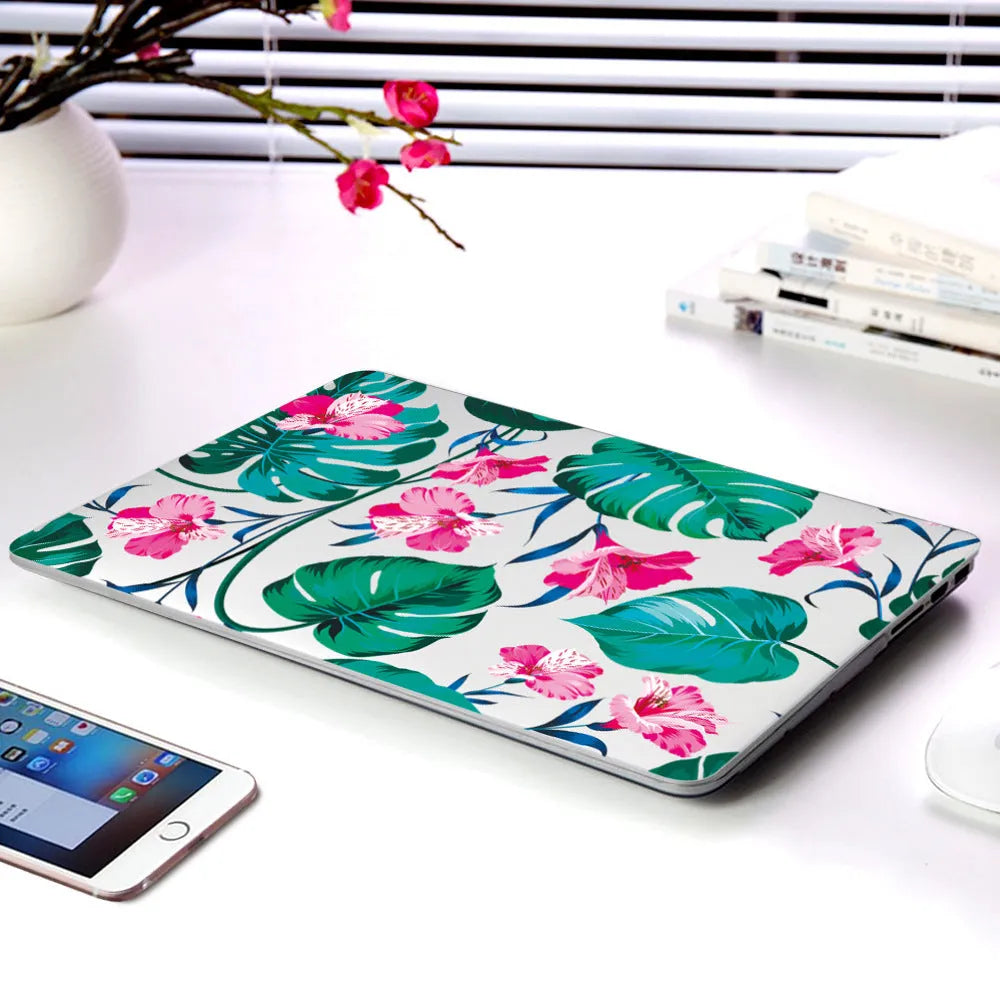 Plastic laptop protective shell with floral pattern for MacBook models 11air, 12retina, or 13pro.