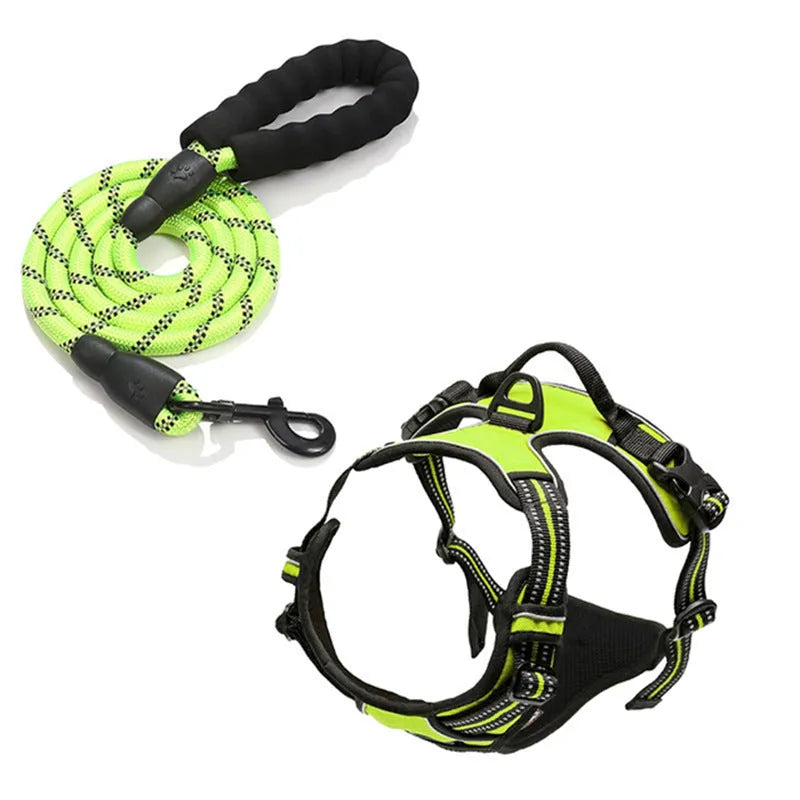 Nylon dog rope chest and back lead in ten colours with 1.5 m round rope option and sizes S M L XL