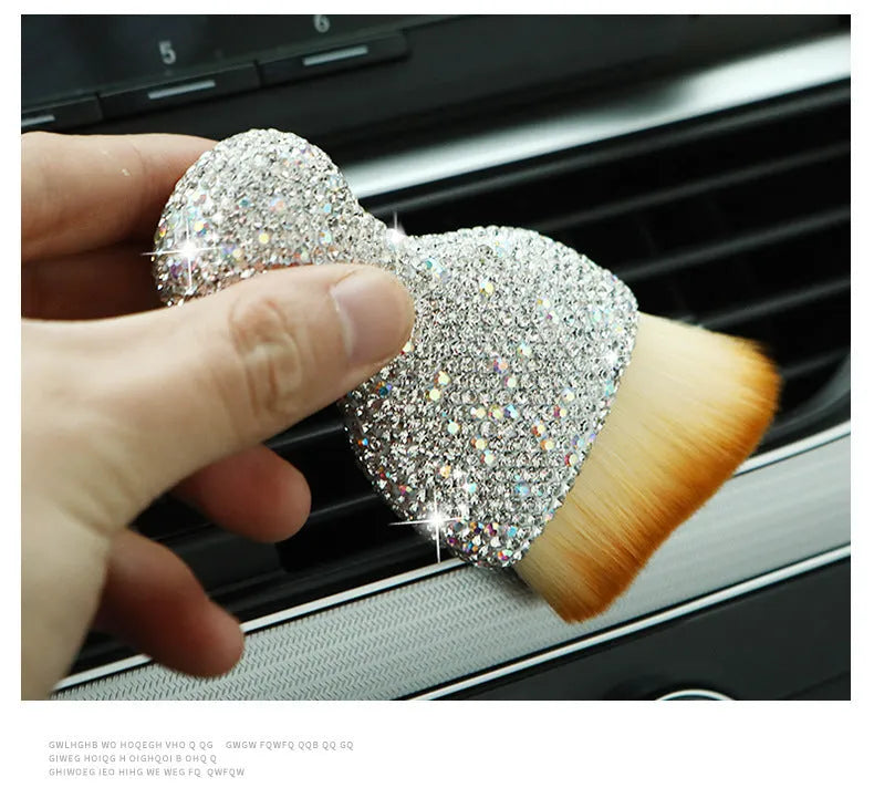 PVC car interior cleaning brush in white colour for dashboard and vent dust removal measuring 10cm long