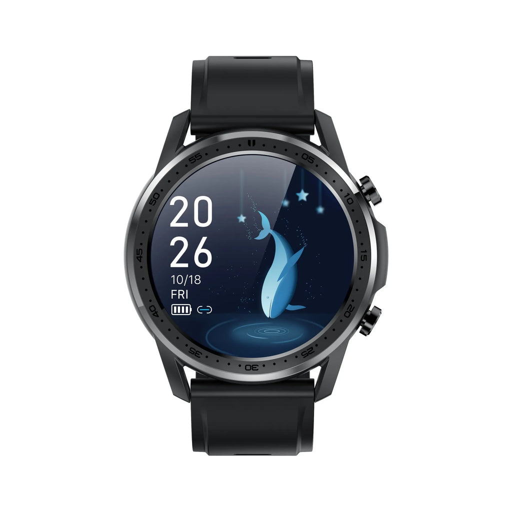Youth2 Black smart bracelet with body temperature monitoring on a wrist, showing its 1.3-inch touch screen.