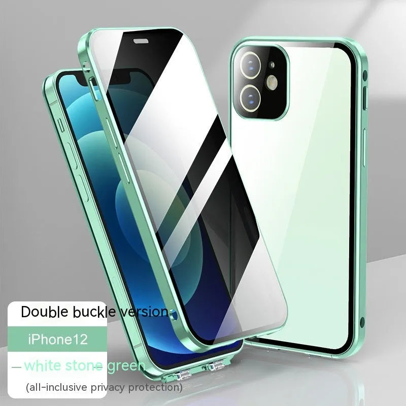 iPhone phone case with privacy screen and double buckle attachment in multiple colour options