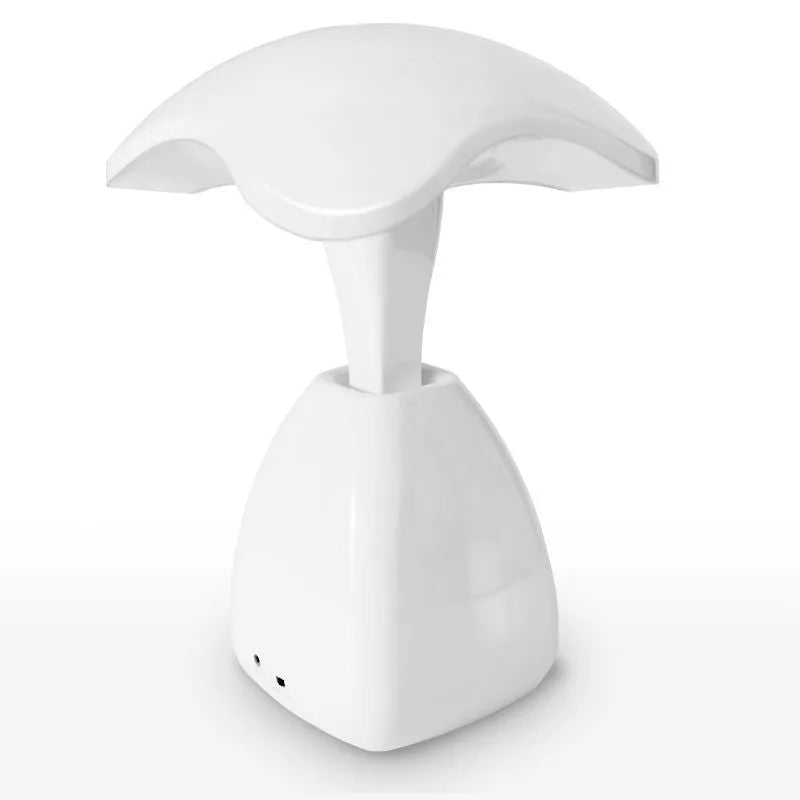 White modern LED desk lamp with touch control and USB charging port