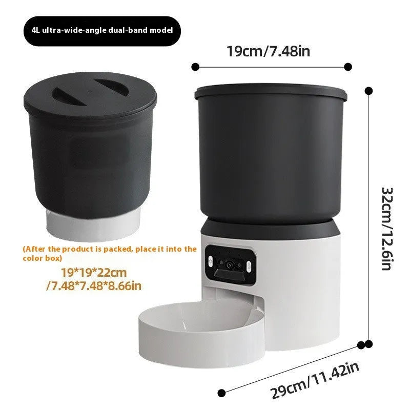 4L smart pet feeder with WiFi remote control and rotatable camera for cats and dogs