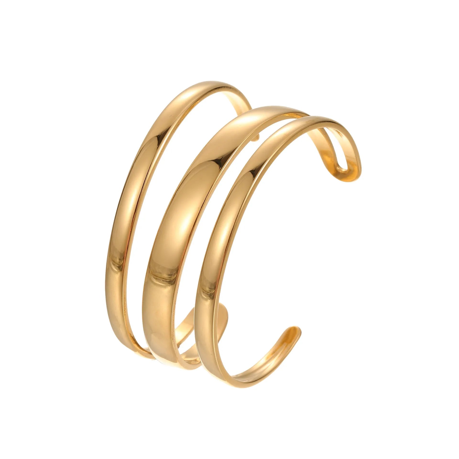 Women's geometric stainless steel bracelet with simple opening clasp in gold or steel colour