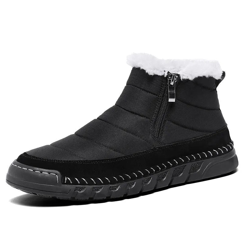 Men's plus size snow boots in British style with cotton upper and non-slip soles